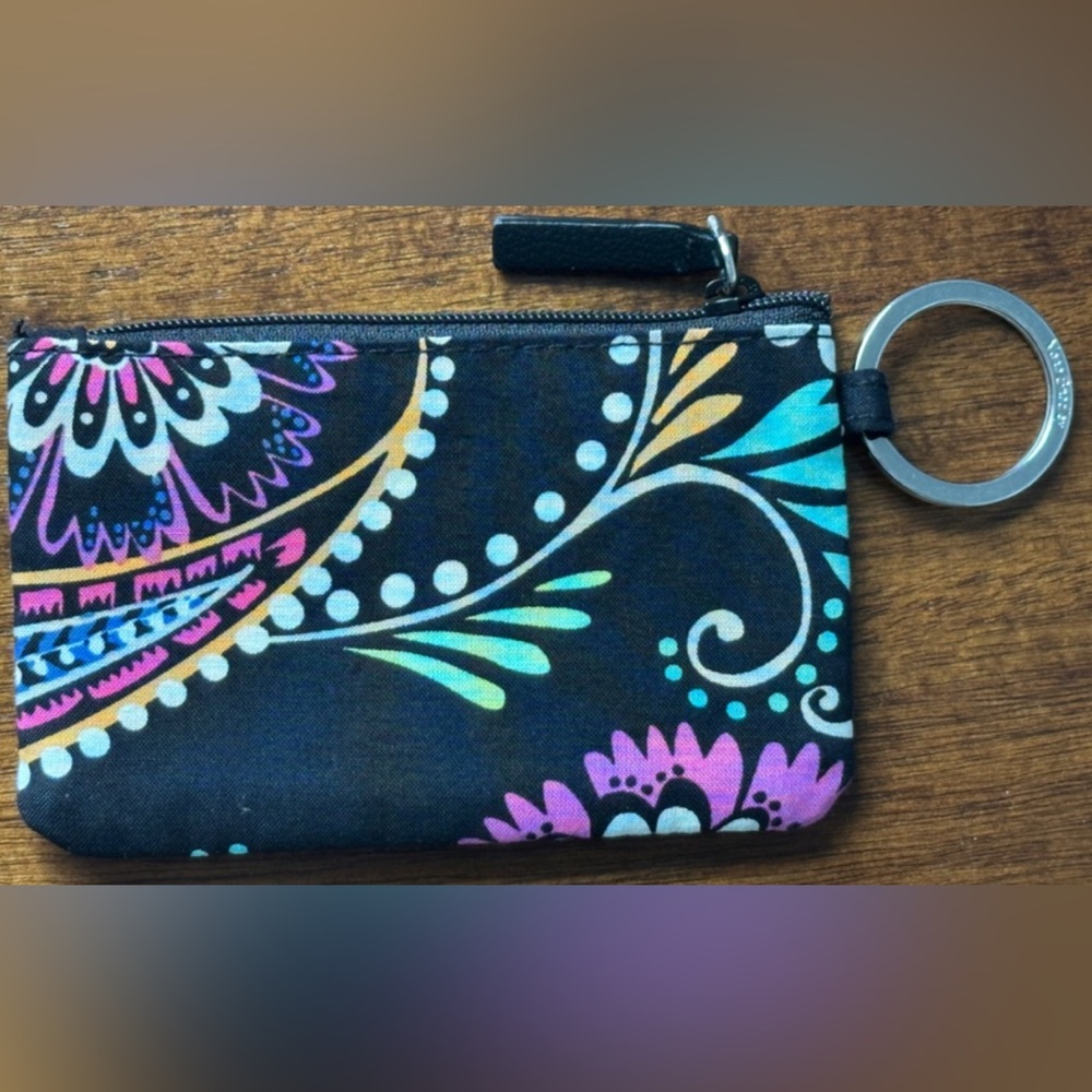 Vera Bradley Bandana Swirl Small Zipper Wallet W/ ID Window